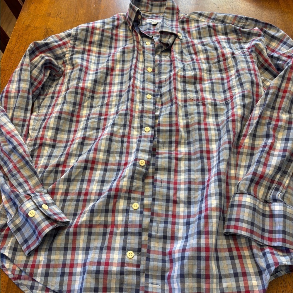 Peter Millar Multicolor Plaid Button-Down Shirt size medium great condition